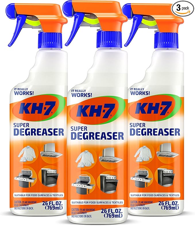 KH-7 Super Degreaser Multipurpose Cleaning Spray: The Heavy Duty All Purpose Cleaner for Your Home, Kitchen, Garage, Car & Laundry | Total Cleaner & Powerful Grease Remover, 26 oz (3 Pack)