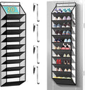 Kotkn 10 Tier Hanging Shoe Rack - Heavy Duty Behind The Door Hanging Shoe Rack, Sturdy Oxford Cloth, 20+ Pairs Over The Door Shoe Cabinet for Boots and Sneakers - Save 50% Closet Space! (Piano White)