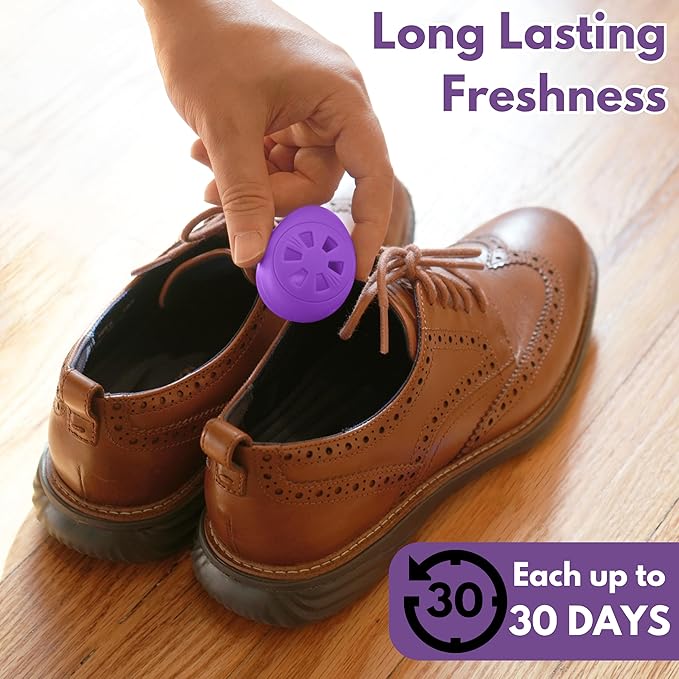 Air Jungles Shoe Deodorizer Balls 6 Ct, Lavender Scent, Odor Remover Balls for Sneakers, Gym Bags, Lockers, Closets, Hampers, and Drawers, Essential Oil Provides Natural Freshness