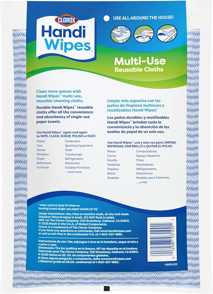 Clorox Handi Wipes Multi Use Reusable Cloths, 6 Count (Package May Vary)