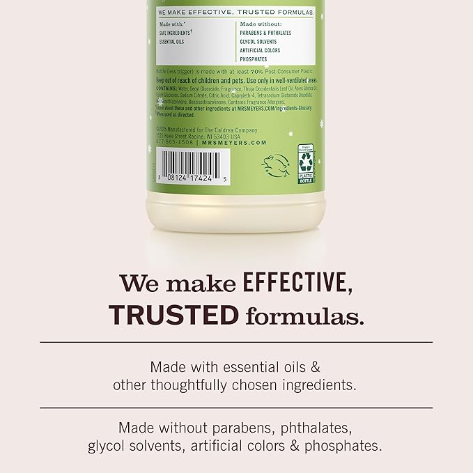 MRS. MEYER'S CLEAN DAY Multi-Surface Cleaner Spray, Cruelty Free Formula, Iowa Pine, 16 fl. Oz (Pack of 3)