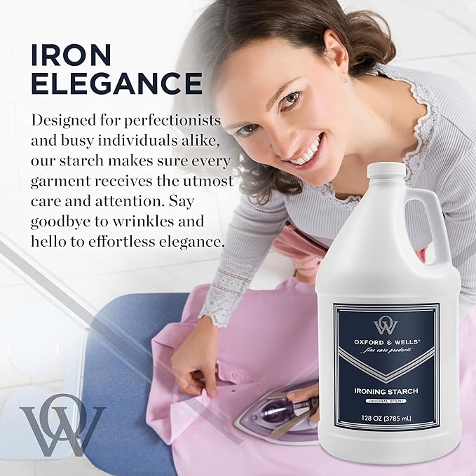 Oxford & Wells Premium Wrinkle Releaser Spray Starch - Ironing Spray, Original Scent, Non-Aerosol Fabric Care - Non-Flaking, Non-Streaking, Gentle on Fabrics - Wrinkle Spray for Clothes - 128 Ounce