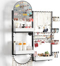 Keebofly Wall Mount Hanging Jewelry Organizer - Large Display Holder for Earrings, Rings, Necklaces, Bracelets, Watches and Perfume - White