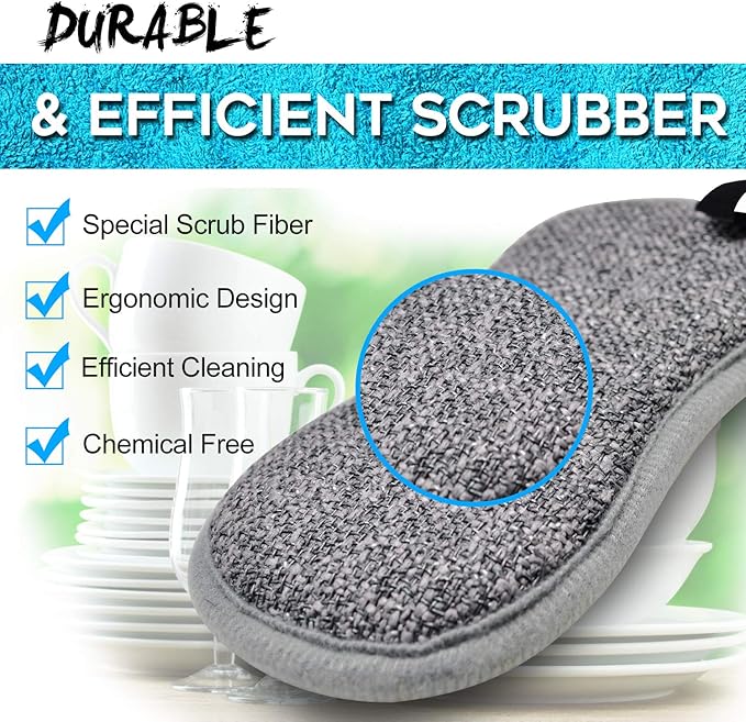 Dual Sided All-Purpose Sponges Kitchen,Dish Sponge for Washing Dishes Cleaning Kitchen,Non Scratch,Rough Scrubbers for Non-Stick Cookware, Soft Microfiber Scrub for Dishes(Bule,6Pack)
