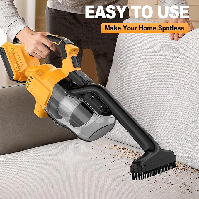 Cordless Vacuum for Dewalt 20V Battery, Portable Handheld Vacuum Cleaner with 2 HEPA Filter, 4 Multi Nozzle, Power Shop Vacuum for Home, Car, Floor, Carpet (Battery Not Included)