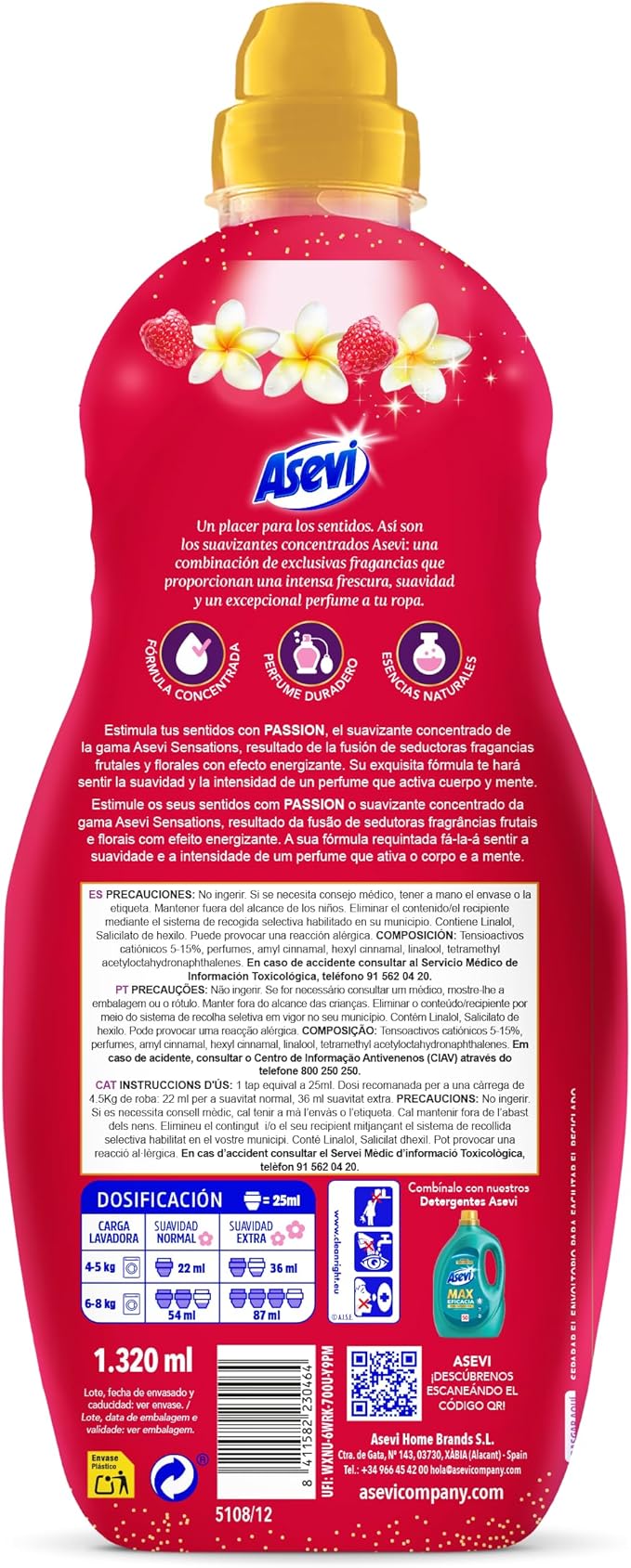 Asevi 23046 Sensations Passion Fabric Softener Concentrate 60 Doses
