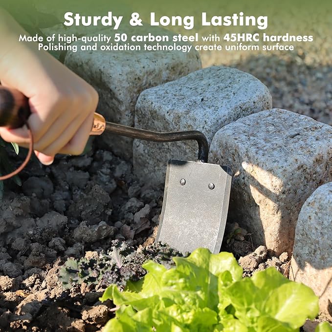 RESTMO Heavy Duty Hoe Garden Tool, Suitable for use on Hard Soil, Thickened Garden Hoe for Weeding, Loosening Soil, Ideal for Flower beds, Vegetable Gardens