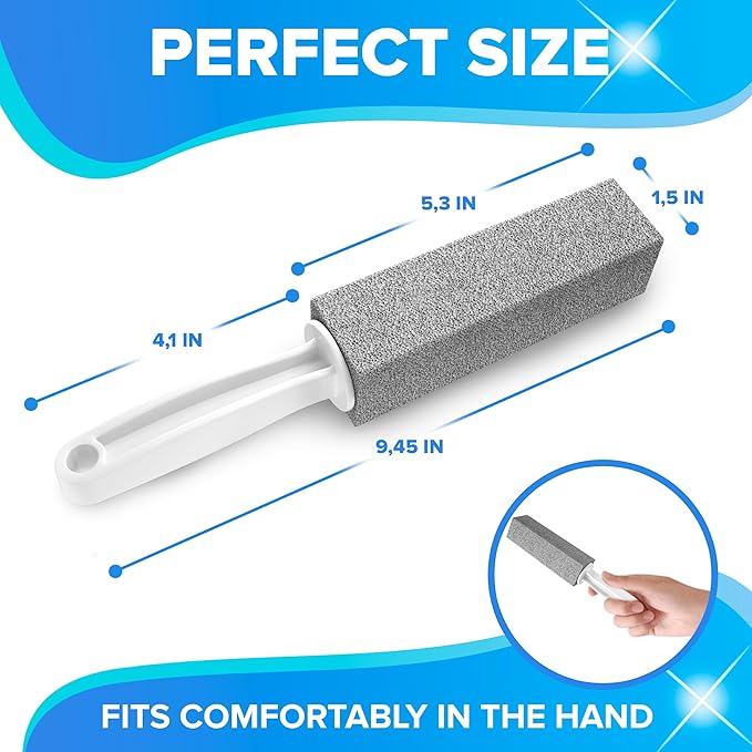 DISIWENE Pumice Cleaning Stone with Handle Toilet Bowl Cleaner Hard Water Ring Remover for Bath/Pool/Kitchen/Household Cleaning (2, 2 Pack with Handle)