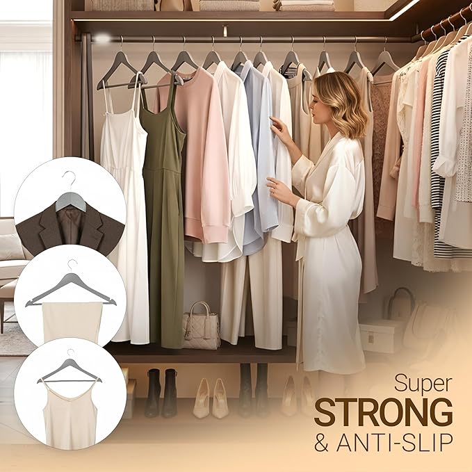 Utopia Home Premium Wooden Hangers 20 Pack - Durable & Slim Coat Hanger - Suit Hanger with 360-Degree Rotatable Hook - Wood Hangers with Shoulder Grooves (Grey Color)