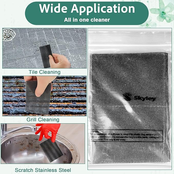 Skyley 12 Pack Flexible Scrubbing Screen Cleaning Mesh for Household 5.5 x 4 Inch Cleaner Toilet Hard Water Ring Remover Scouring Pad Abrasive Grit Cleaning Screen for Remove Carbon, Rust and Scale