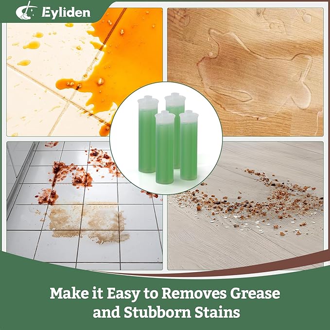 Eyliden 4pcs Bio-Enzyme Floor Cleaner - pH Neutral, Completely Natural Ingredients, Slip Resistance, Biodegradable Surfactants - Only Fit JX-30 Spray Mop (4x 10ml Cleaner Concentrate)