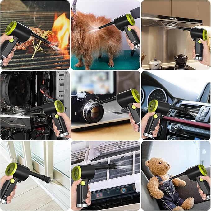 Svinkal Compressed air Duster Electric, Computer air Blower Gun, air Blower for Computer Keyboard, Cordless air Duster, for Cleaning Camera Toys Greenery Computer Keyboard, etc（Brushless Motor）