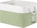 Large Storage Baskets- 15x11x10 inch Storage Bins for Shelves and Closet Organizing, Foldable Fabric Bin for Home Organization Clothes and Laundry (1-Pack, White&Green)