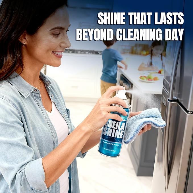 Sheila Shine 10oz Stainless Steel Cleaner and Polish - Cleans, Polishes & Protects Kitchen Appliances, Refrigerators, Sinks, Ovens & Grills - Residue, Streak Free Shine - Stainless Steel Cleaner Spray