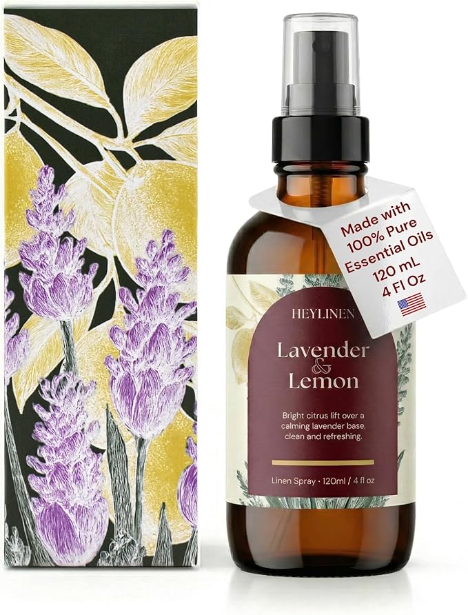 Lavender & Lemon Linen Spray | Clean Refreshing Aromatherapy Made with Pure Essential Oils | Fabric Freshener & Deodorizer for Carpet Kitchen Laundry Bathroom | 4 fl oz