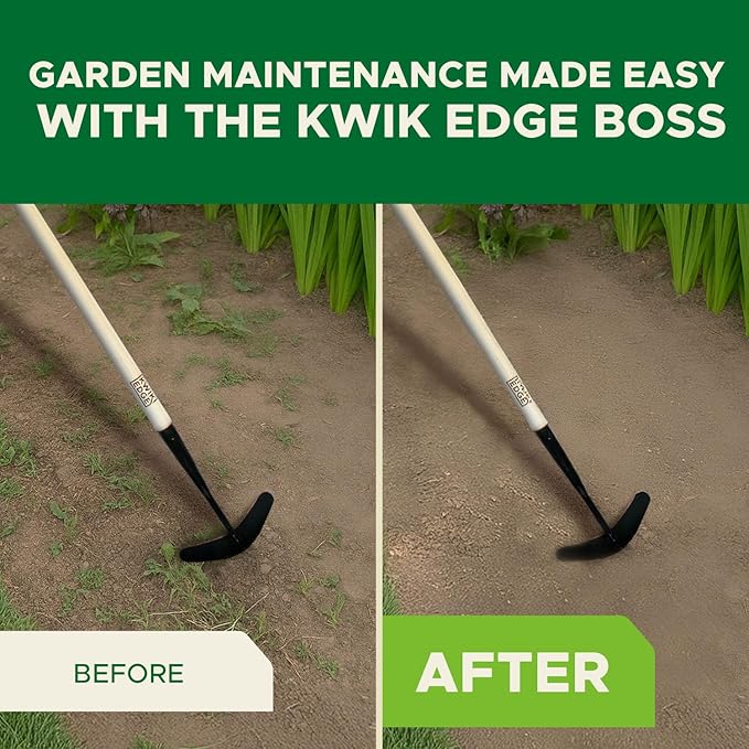 Weeder Tool for Lawn & Garden - Garden Cultivator Long Handle for Large Areas, Gardening Hand Weeding Tools, Long Weed Puller Tool Lawn Cultivator for Grass, Flower Beds or Backyard - KWIK EDGE Boss