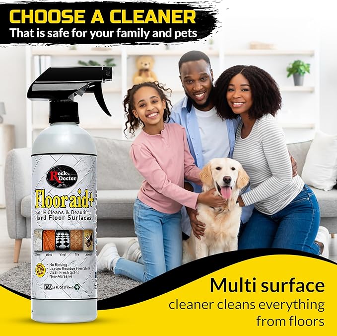 Flooraid Rock Doctor Multi-Surface Floor Cleaner Combo Pack, 64 oz and 24 oz – Cleans Vinyl, Ceramic Tile, and Stone