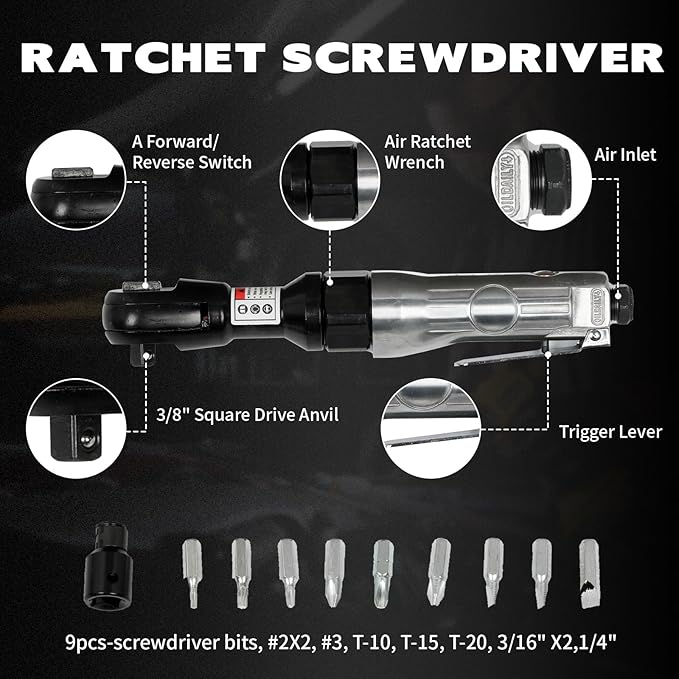 71-Piece Air Tool Kit, 1/2" Impact Wrench, 150mm Hammer, 1/4" Die Grinder, Ratchet Wrench, Air Compressor Tools with Full Accessories for Mechanics