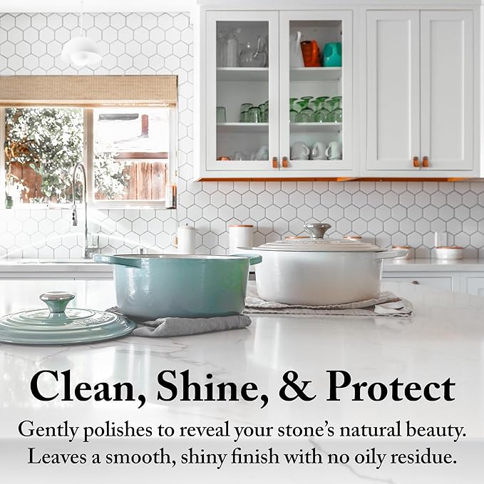 Goddard's Granite & Marble Polish - Clean and Shine Countertops, Tile, and Stone with Carnauba Wax - Water Stain Protection, 8oz