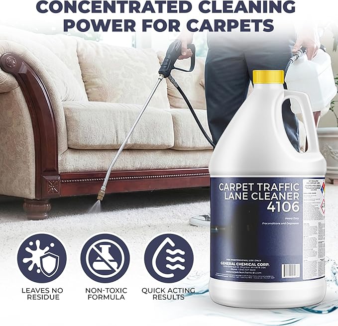 Carpet Traffic Lane Cleaner 4106 - Concentrated Carpet Pre Treatment Stain Remover - Incredible Stain Remover - Ideal for Industrial & Home Rug Cleaning - 1 Gal