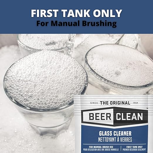 BEER CLEAN Diversey Bar Glass Cleaner, 0.5 oz Packets (100-Pack) – Concentrated Powdered Compound for Hot/Cold Water, Odorless Detergent, No Residue, Use for Manual Brush 3-Sink Systems, 990221