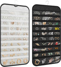 1 Pack Hanging Jewelry Organizer 80-Pocket Dual-sided Jewelry Storage for Earring Necklace Bracelet Ring Travel Holder, Black and White