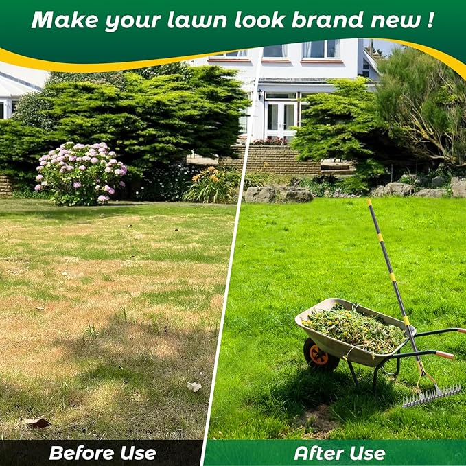 Thatch Rake,70 Inch Heavy Duty Lawn Thatching with Adjustable Stainless Steel Handle,Multiple Garden Rake for Leaves,Lawn Loosening Soil,Backyard,Garden