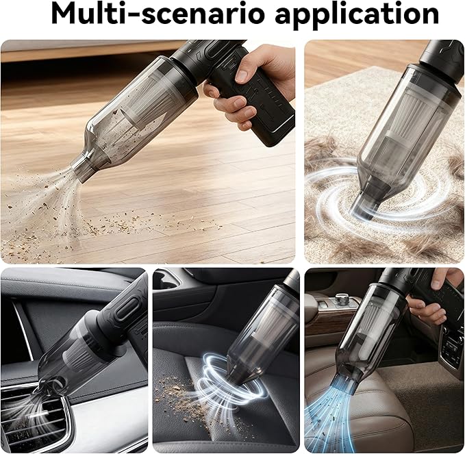 fourq Compressed Air Duster,Mini Vacuum Cleaner 2-in-1,4000 mAh,130,000 RPM Brushless Motor,8000Pa，120MPH/1.1LB Thrust Car Dryer Air Blower for Car Cleaning,Computer Cleaning