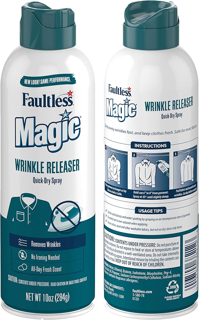 Magic Wrinkle Releaser (12 Pack) Say No to Ironing, Perfect for Travelers, Moms or Those On The Go, Static Electricity Remover + Fabric Refresher + Odor Eliminator + Wrinkle Remover, Fresh Scent