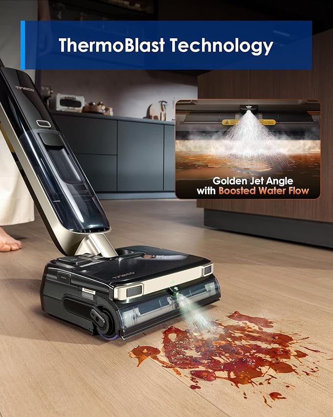 Tineco Floor ONE S9 Master Wet Dry Vacuum Cleaner, ThermoBlast Tech & Hot Water Vacuum Mop, 23kPa Suction, 65 Min Runtime, 185°F Flashdry, 3.9inch Ultra-Slim Stretch Mop