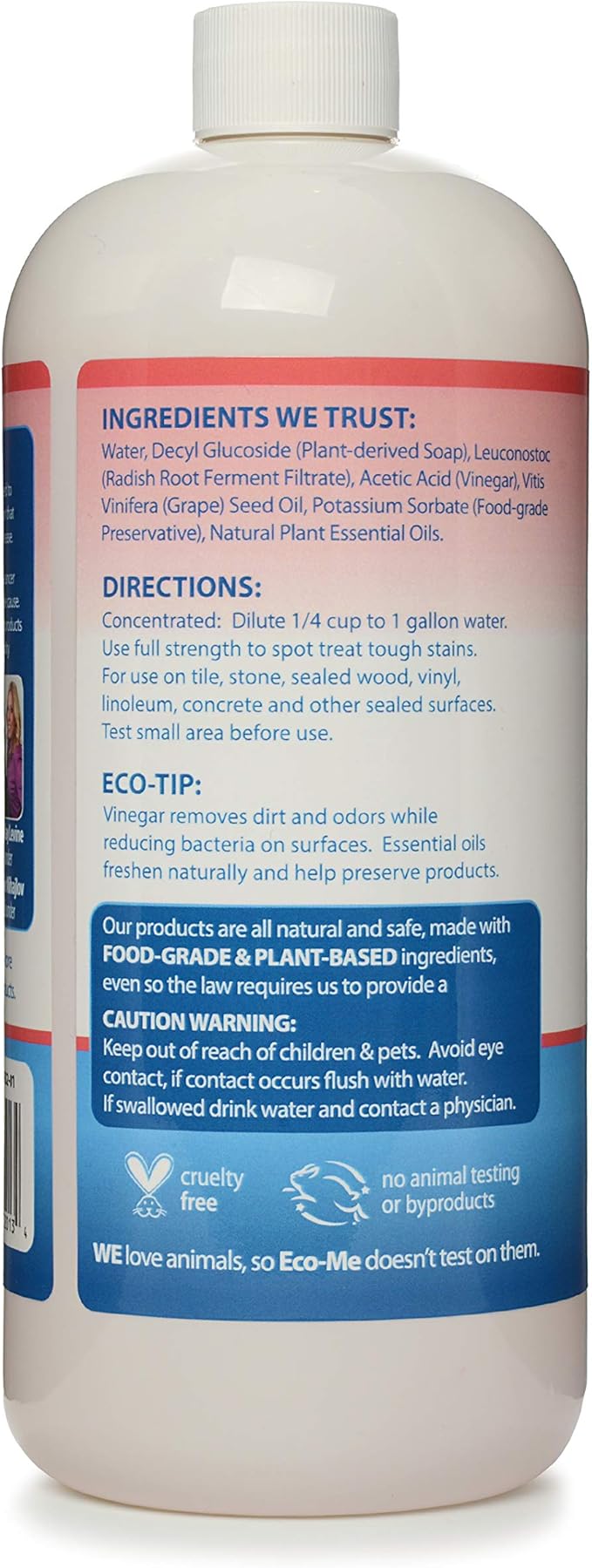 Eco-me Natural, Plant-Based Concentrated Multi-Surface and Floor Cleaner, Clear, 32 Fl.Oz, Citrus Berry