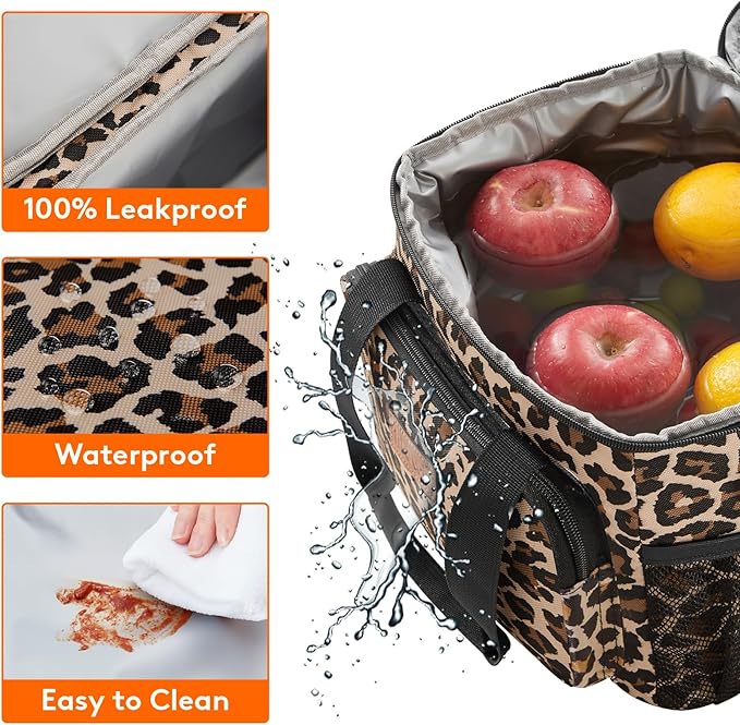 Lifewit Medium Lunch Bag, Insulated Lunch Box, Soft Cooler Cooling Tote for Adult Men Women, Leopard 12-Can (9L)