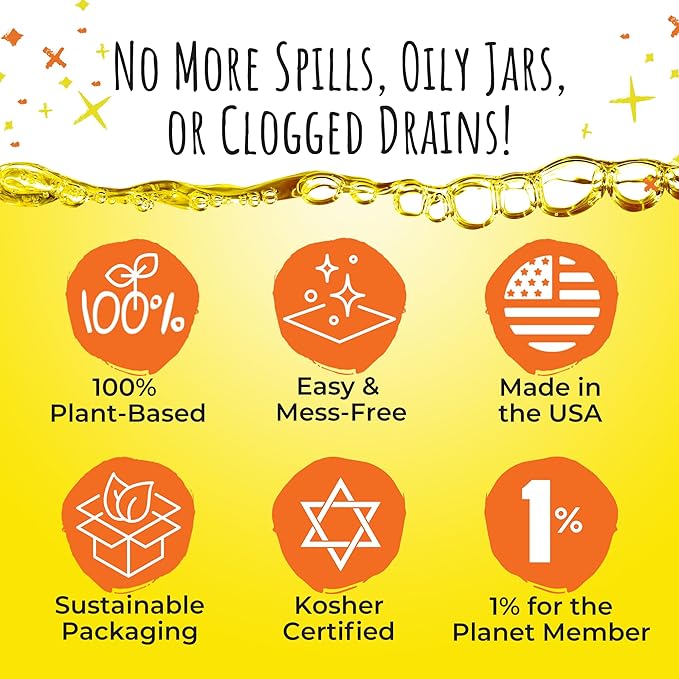 FryAway® Deep Fry Cooking Oil Solidifier, Super Value 10-Pack (20 Packets, Solidifies Up to 10 Gallons), Plant-Based Grease Solidifier Powder for Oil Disposal & Kitchen Cleanup, Shark Tank, Made in US