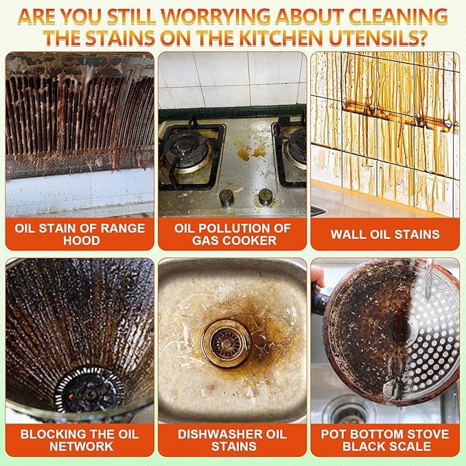 Heavy Oil Cleaner Stain,Heavy Oil Stain Cleaner Kitchen,Clean Up Kitchen Oil Stains Spray,Kitchen Spray Cleaner,Multi-purpose Oils Stain Cleaner,Clean Up Kitchens Oil Stains (300ml)