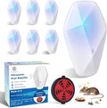 Electora 6Pcs Upgraded Ultrasonic Pest Repeller with Mosquito Coil Holder, Pest Repellent ultrasonic Plug in, Mice Repellent Indoor for Rodent, Roach, Spider, Ant, Bug, Mosquitoes, Insects and Rats