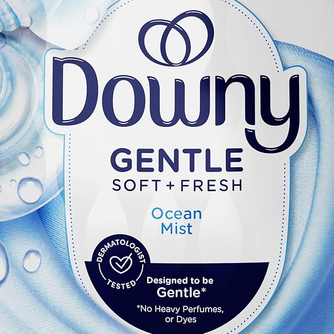 Downy Gentle Soft + Fresh Fabric Softener Liquid, Ocean Mist Scent, 56 FL OZ, 83 loads, Liquid Fabric Softener Designed to be Gentle on Skin