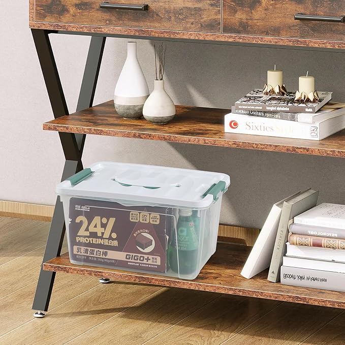 6 Pack 14 L Clear Storage Latch Box, Plastic Storage Bins with Lids