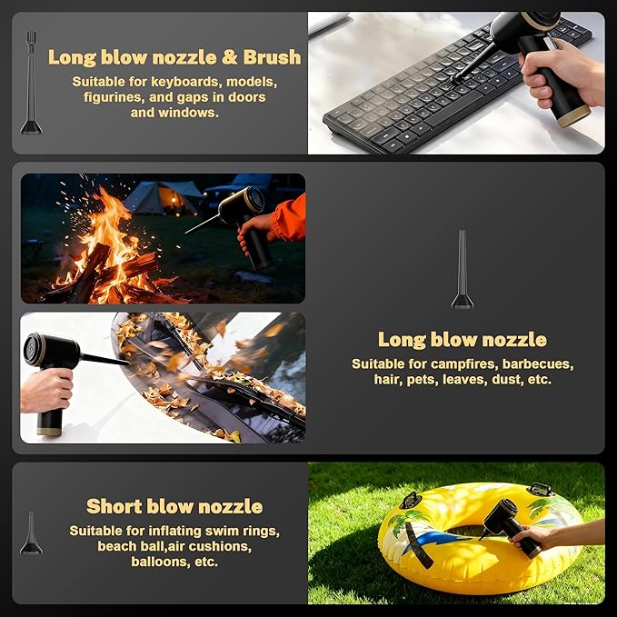 Cozylady Handheld Car Vacuum Portable Cordless, High Power 6 in 1 Vacuum Cleaner & Air Duster & Air Blower with 4000mAh Brushless Motor and Multi-Nozzles for Car, Home, Office, Camping, Pet (25kpa)