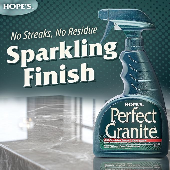HOPE'S Perfect Granite & Marble Countertop Cleaner and Polish, Streak-Free, Ammonia-Free, 22 Ounce, Pack of 1