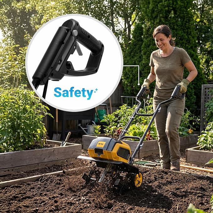 Mellif 40V Cordless Garden Tiller/Cultivator Compatible with Dewalt 20v Max Battery (Tool Bare) 14.2'' Width 8.7'' Depth 16 Steel Tines, Electric Rototiller Brushless Foldable with Adjustable Wheels