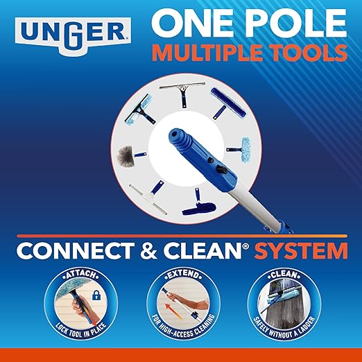 Unger Professional 16” Stainless Steel Window & Glass Cleaning Squeegee - Cleaning Supplies, Heavy Duty Squeegee for Window Cleaning, Streak Free Results