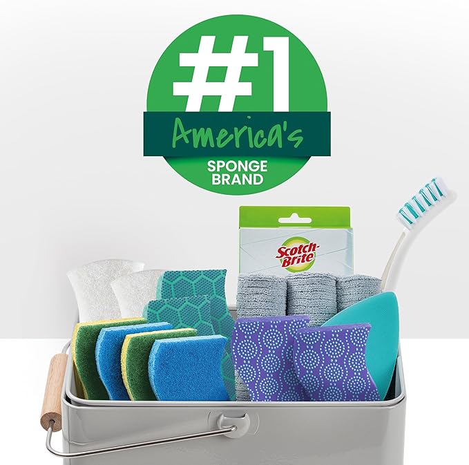 Scotch-Brite Heavy Duty Scrub Sponge, 24 Kitchen Sponges Designed for Tough Messes in the Kitchen that Last 3X Longer*, Best for Cast Iron Skillets and Outdoor Grills, Flexible, Durable, and Strong