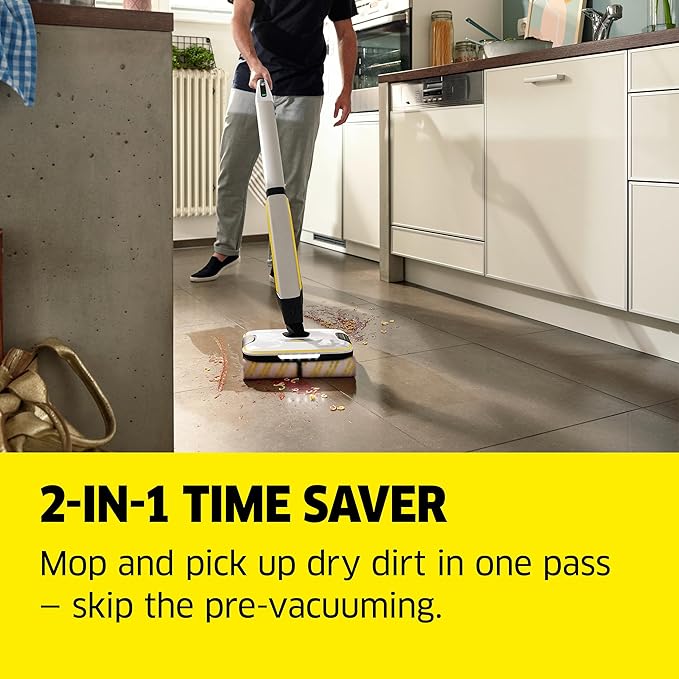 Kärcher FC 7 Cordless All-in-One Hard Floor Cleaner with 4-Roller Technology for Simultaneous Wet and Dry Debris Removal