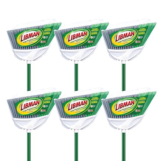 Libman Commercial 205 Large Precision Angle Broom, Steel Handle, 13" Wide, Green and White (Pack of 6)