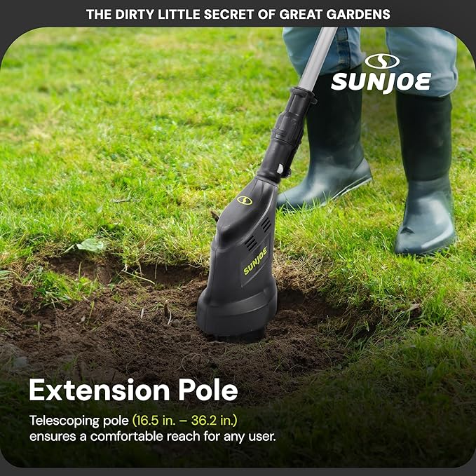 Sun Joe Cordless Garden Claw Tiller & Cultivator with 4-Tine Steel Blades, Battery & Charger, 3.6 Inch, 24V, 150W Motor - Heavy-Duty Tilling Machine for Lawn, Yard, and Gardening Care, 24V-CTLR-LTE