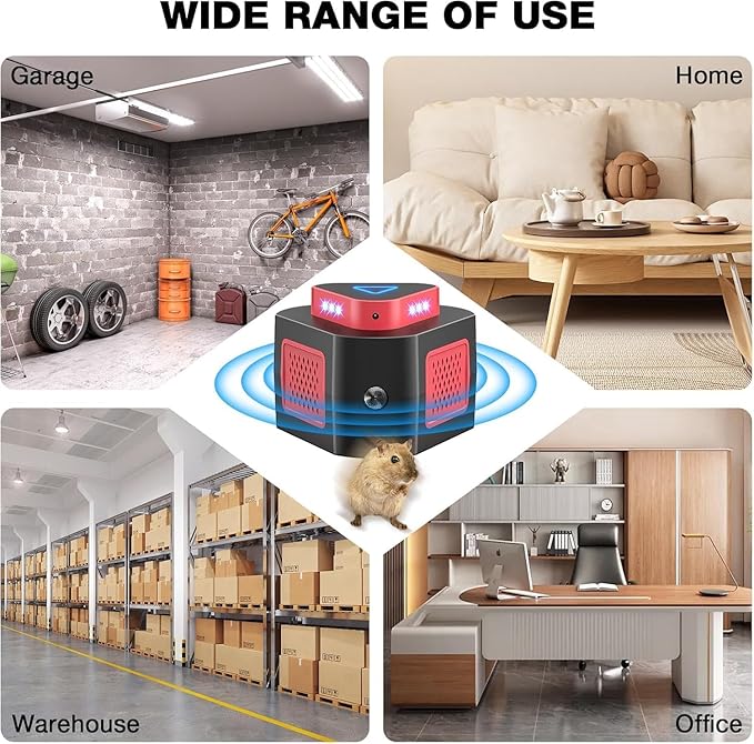 New Upgraded Rodent Repellent Ultrasonic Plug in Mouse Repellent Get Rid of Mice Permanently Electronic Repellent 4-Modes & Flashing Light, 360° Ultrasonic Mouse Blocker Rat Deterrent Indoor (1)