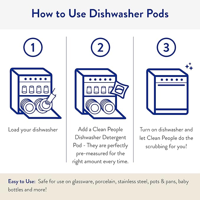 The Clean People Dishwasher Detergent Pods | Cuts Grease and Rinses Sparkling Clean | Residue-Free | Lavender, 60 Pack