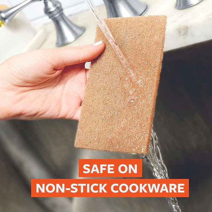 Full Circle Neat Nut, Walnut Scour Pads – Pack of 8 – Powerful, Non-Scratch Dish Scrubber Made with Plant-Based & Recycled Materials, Safe for Nonstick