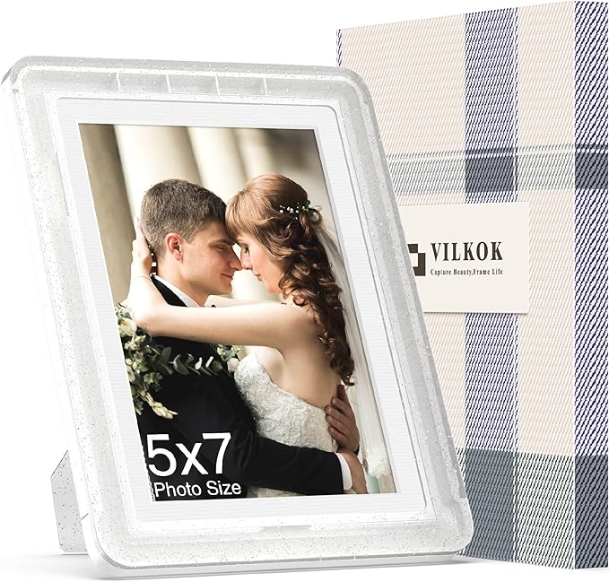 5x7 Picture Frame, Clear Acrylic Photo Frame with White Mat for 4x6 Photos, One-Piece Shatterproof Tool-Free Design, UV-Resistant Waterproof Tabletop Frame for Home Office Decor with 10-Year Warranty
