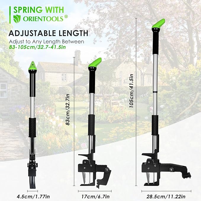 ORIENTOOLS Weed Puller, Stand Up Weed Puller, 32 to 41 inch Long Handle, Upgrade Detachable Telescopic Handle Garden Weeding Tool with 4 Claws for Labor Saving Dandelions Remover Tool